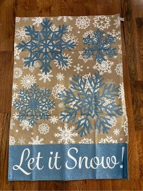 Briarwood Lane Let It Snow Blue Glitter and Burlap Sparkling House Flag 28x40 in